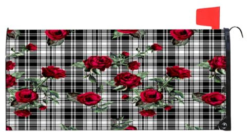 Rose Plaid Briefkastenabdeckung, magnetische Briefkastenabdeckung, wasserdicht, für Garten, Hof, Heimdekoration für den Außenbereich, Standardgröße 52,8 cm L x 45,7 cm B