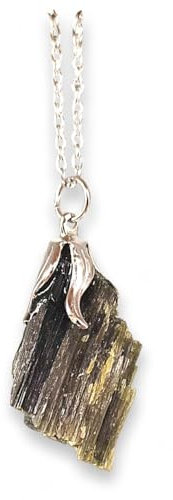 TENET -Anhänger Halskette Mineralien Halbedelsteine Schmuck handgefertigt (Turmalin grün roh)