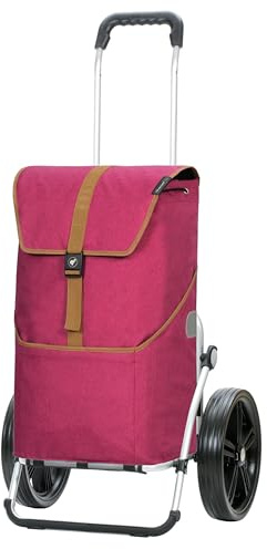 ANDERSEN Einkaufstrolley - Royal Shopper Auke Rubin | mit Kugellagerrädern, große Räder, 29 cm, aus Alu, bis 50 kg - Tasche mit Rucksackfunktion, Innenfach, Seitenfach, 46 L