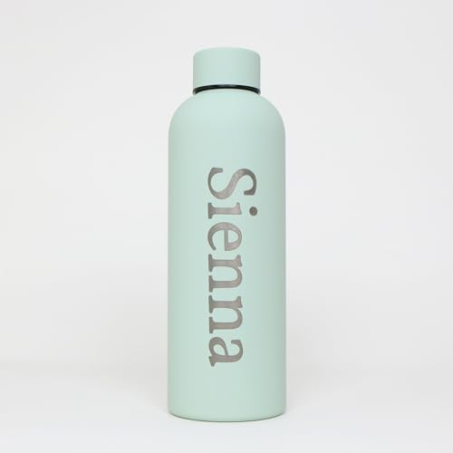 cribstar Personalised Engraved Insulated Water Bottle | Stainless Steel Water Bottle | Double Walled Drink Bottle Keeps 12 Hours Hot & 24 Hours Cold 500ML | Vaccum Flask (Sage)