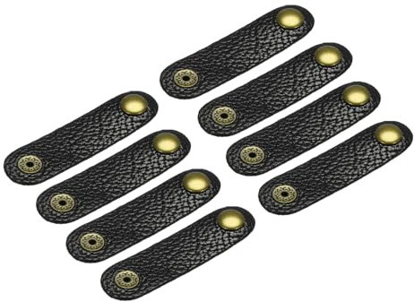 QUARKZMAN 8 Stück Kabel Organizer Gegerbtes Leder Kabelbinder Set, Kabelhalter Aufwicklung Multifunktionale Kabelmanagement für Kopfhörer USB Ladekabel, Schwarz