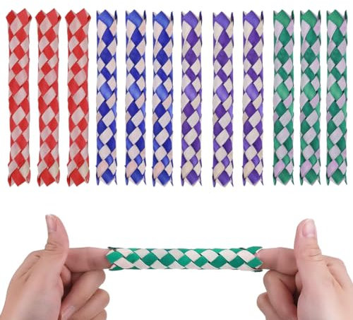 RDNKVB Attrape Doigts Classiques en Bois Chinois pour Faveurs et Fournitures de Fête d'anniversaire-12 Pièces Finger Traps de Couleurs Assorties