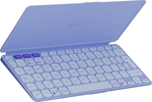 Logitech Keys to Go 2 - US INT'L QWERTY | Eingebaute Hülle Schlank Wireless für Windows, Android, Linux, iPad, iPhone, Mac, Apple TV, QWERTY US INT'L - Lila