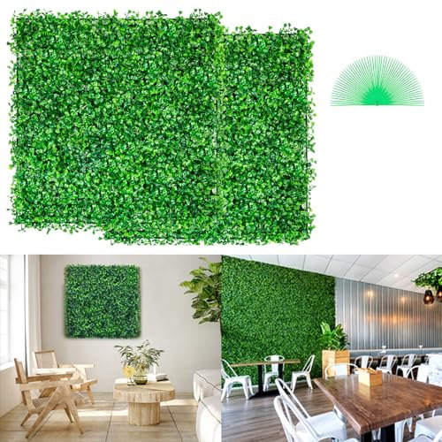 VEVOR 12 pannelli da parete in erba artificiale da 25,4 x 25,4 cm, pannelli in bosso verde artificiale, protezione dai raggi UV, schermo per la privacy, per esterni, interni, giardino, recinzione,