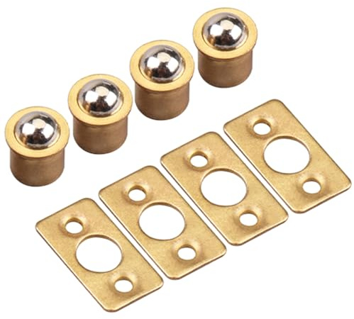 9.5mm Dia Closet Door Ball Catch, 4Pcs Brass Roller Ball Door Latches Internal Door Catcher Hardware with Strike Plate