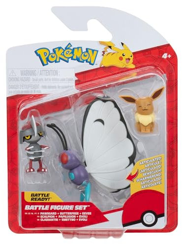 Pokémon PKW3737 - Battle Figure Set - Evoli, Gladiantri, Smettbo, offizielles Figuren Set