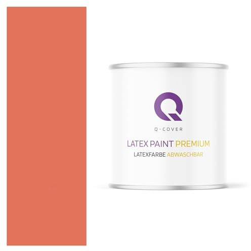 Q-COVER Latexfarbe Abwaschbar 2L (ca.14m2) Koralle Farbton Innenfarbe Wandfarbe Deckenfarbe Klasse 2 Mattfarbe Für Allergiker Scheuerfest Geruchlos Frei Von Voc