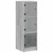 QJBSAVVA Ordnerschrank Küchenschrank Schmal Kitchen Cabinet Apothekerschrank Küche - Highboard mit Glastüren Grau Sonoma 35x37x109 cm für Wohnzimmer Küche Büro Wein Und Getränke