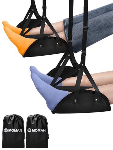 Fußstütze Flugzeug, Moman Flugzeugfußstütze Hängematte Reisen Essentials Komfort Beinstütze für Lange Flüge Auto Fahren Büro unter Schreibtisch, Fußstütze-Flugzeug-Hängematte-Footrest-Airplane(2 Pcs)