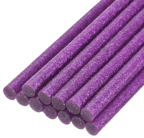 QUARKZMAN Mini Stick Colla a Caldo per Pistola Colla a Caldo 7mm x 200mm Viola Glitterato 12pz