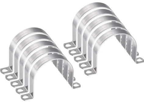 sourcing map 10pcs 3 1/8 Inch 80mm Conduit Clamps, M80 U Tube Pipe Clamp, Stainless Steel Rigid Pipe Strap, U Shaped Bracket with Two Hole for Pipe Tube Hose Wire Cord,Thick