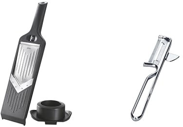 Küchenhelfer Set: GEFU V-Hobel VIOLI & GEFU Pendel-Sparschäler SWING - Gemüse-Reibe für perfekte Obst- & Gemüsescheiben und -streifen