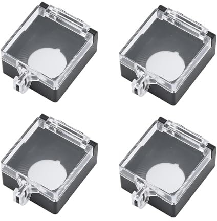 Square Padlock, Clear Plastic Switch Cover Protector, Dustproof and Waterproof, for 22mm Diameter Push Button Switch, for Emergency Stop Knob, 4Pcs Set
