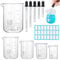 5 Piezas Vaso de Vidrio Graduado, Vaso de Precipitados Graduado de 25ml/50ml/100ml/250ml/500ml con Bureta Graduada y Pegatina para Laboratorioara