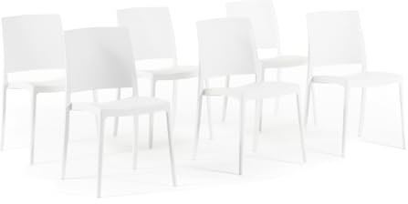 SIEDITI FUORI E DENTRO Sedie impilabili in polipropilene con fibra di vetro per esterno/giardino o interno, idrorepellenti e resistenti, design moderno e minimal - Maria (6, Bianco)