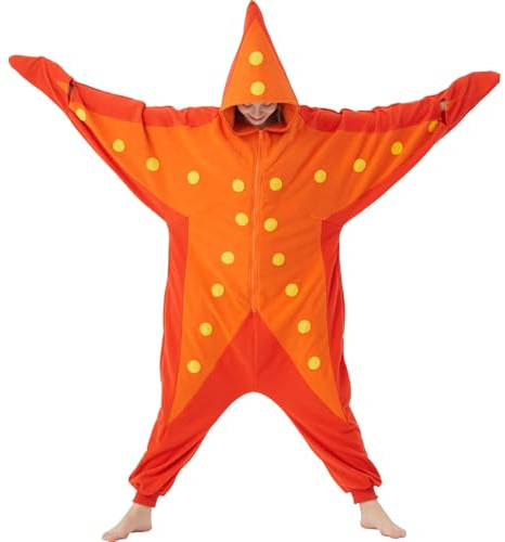 AIYOUYIYA Erwachsene Seestern Kostüm Stern Einteiler Pyjama - Meerestier Halloween Einteiler Cosplay Anzug für Damen und Herren