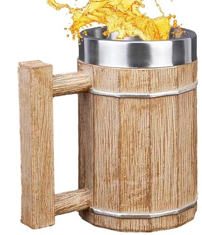 Antiker Eimerbecher 600ml Doppelwandiger Lustiger Fass-Bierkrug