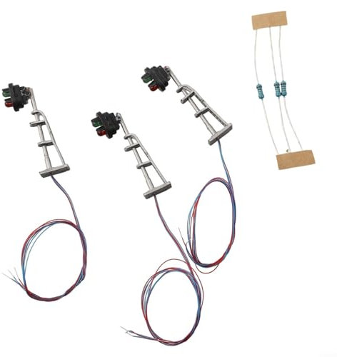 3pcs N Scale Track Signals Featuring Dual LED Lights in Green and Red for Authentic Railway Models