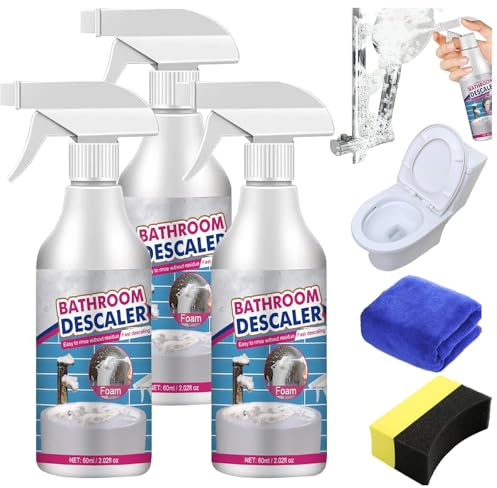 Reiniger für hartnäckige Flecken, 2026 Neuster Bathroom Descaler, Badreiniger Schaum, Multifunktional Duschreiniger gegen Kalkablagerungen für Glas Kanalisation Toiletten (3 Pcs)
