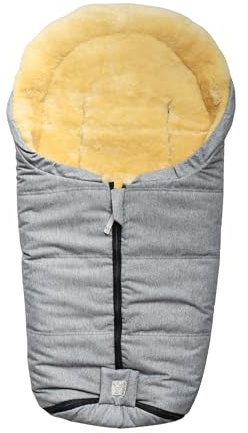 Naadja Lammfell Babyschalen Fußsack, 80 x 37 cm, Mumienform, für Babyschale und Babywanne (light grey melange)