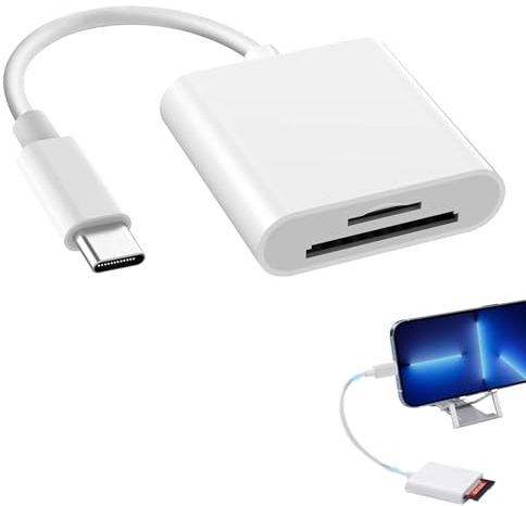 SD Kartenleser USB C für iPhone 17/16/15,SD Card Reader 2 in 1 auf SD/MicroSD, für iPad Pro/Air,Samsung Galaxy Serie,Laptop und mehr Typ C-Geräte