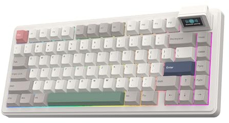 EPOMAKER RT82 Kabellose Mechanische Tastatur mit Bildschirm, QMK/VIA Custom, 2,4 GHz/USB-C/BT 5.0, Gaming Tastatur Mechanisch, RGB, Gasket, Hot-Swap, PBT Keycaps (Creamy Jade)