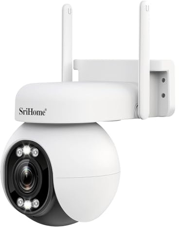 SRIHOME HD PTZ Überwachungskamera, Erkennung von Menschen, Bewegungs-Tracker, akustischer und Heller Alarm, bidirektionales Audio, Verwendung im Innen- und Außenbereich (4MP Optischer Zoom 5X)