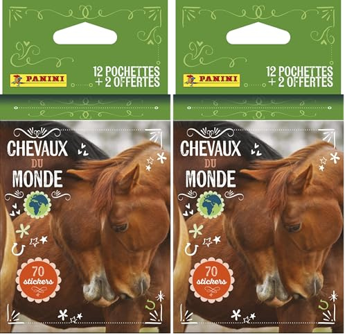 Panini CHEVAUX DU MONDE 2025 Blister 12 pochettes + 2 offertes (Lot de 2)