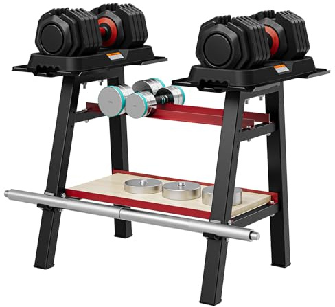 Dripex Dumbbell Rack Stand Heavy Duty Steel Weights Storage Holder Home Gym Organizer for Bar, Dumbbells, Kettlebells (Weights Not Included)