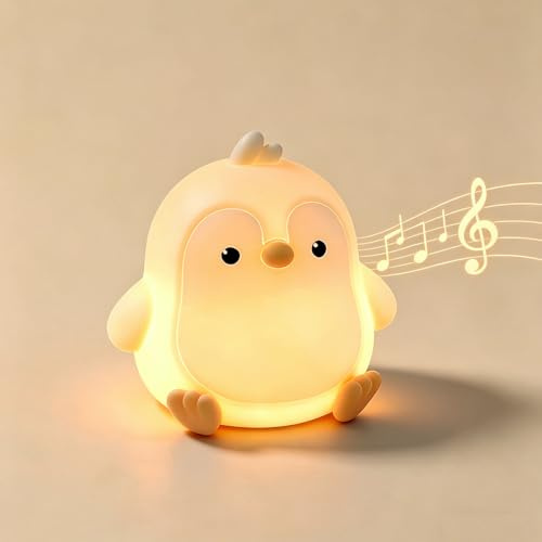 NICE POINT Pinguin Nachtlicht – 5x Weißes Rauschen, Silikon Baby Nachtlicht, Dimmbare RGB LED Nachtlampe, Touch Sensor, USB-C Wiederaufladbar, als Schmusetier & Einschlafhilfe für Kinder & Babys