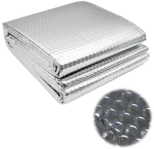 150 cm x 2.5 m Aislante Termico de Aluminio Doble Autoadhesivo, Rollo Aislante Térmico Reflector Radiador 3 mm Espesor Recortable Multifuncional para Techos, Tentanas, Conductos, Viviendas, Paredes