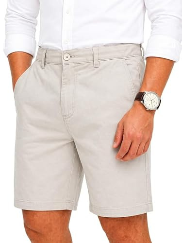 COMEOR Kurze Hosen Herren - Baumwolle Chino Shorts Elastische Taille mit Tunnelzug Stretch Sommer Freizeithose Kurz Classic Fit