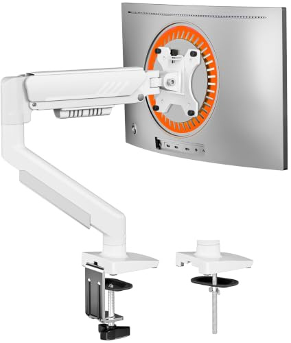 ErGear Soporte Monitor de Escritorio 13-34 Pulgadas, Brazo Monitor Ajustable hasta 9kg Anti Hundimiento, Instalación Rápida, Gestión de Cables para Oficina y Gaming, VESA 75x75 & 100x100 mm, Blanco