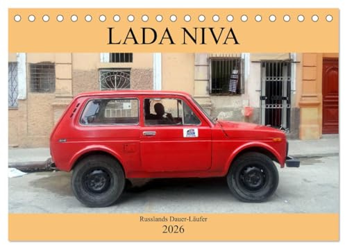 LADA NIVA - Russlands Dauer-Läufer (Tischkalender 2026 DIN A5 quer), CALVENDO Monatskalender: Der russische Geländewagen LADA NIVA in Kuba (CALVENDO Mobilitaet)