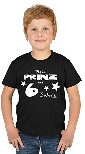6.Geburtstag Sprüche T-Shirt Kindergeburtstag Junge : Mein Prinz ist 6 Jahre - Kindershirt 6.Geburtstag Deko Gr: XS = 110-116