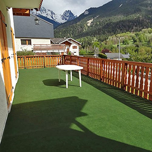 Decoweb Moquette d'extérieur Verte sur plots - Imitation Gazon synthétique - Rouleau de 2m x 14m