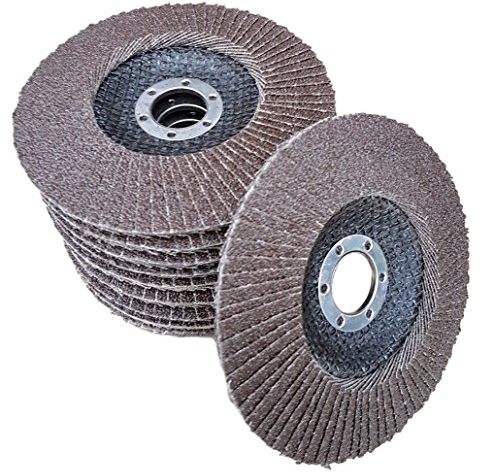 10 x Rostio Fächerscheibe 125 mm Stahl Fächer-Schleifscheibe Braun Normalkorund Flex/Winkelschleifer (Korn 120)