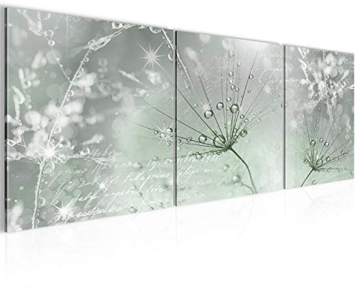 Runa Art - Bilder Pusteblume 120 x 40 cm 3 Teilig Wandbild auf Vlies Leinwand Grün Grau Mehrteilig Modern 205533c