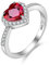 Uloveido Womens Solitaire Engagement Eternity Ring mit rotem Herz Love Knot natürlicher Granat - einzigartiger Sterlingsilber Verpackungsgröße 57 (18.1) CJ007