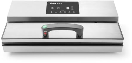 HENDI Vakuumiergerät, Vakuum-Verpackungsmaschine, Verwendbar mit HENDI Beutelrollenhalter 970638, Schweißleiste: 420mm, Doppelpumpe: 16 l/min, 230V, 650W, 490x260x(H)145mm, Edelstahl