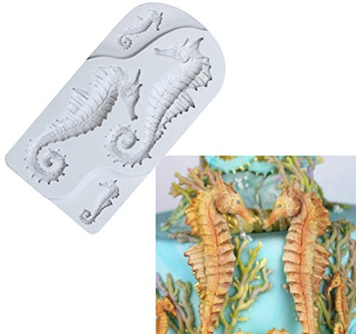 4-Loch-Größen, niedliche Seepferdchen-Formen, DIY, 3D-Silikonform, Eisblöcke, Süßigkeiten, Fondant, Schokolade, Seifen, Kuchen, Mousse, Gelee, Kerzen, Dekorieren