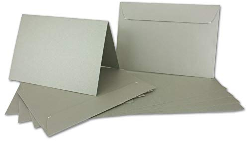 ARTOZ NORDANA 100x DIN A6 Faltkarten-Set mit DIN C6 Umschlägen - olive glow - 300 g/m² - 10,5 x 14,8 cm - schimmerndes Papier zum Basteln & Drucken