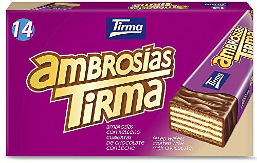 Tirma gaufrettes au Chocolat au Lait 301g | 1 boîte cadeau - 14 barres à grignoter emballées individuellement | Sans OGM | Convient aux végétariens