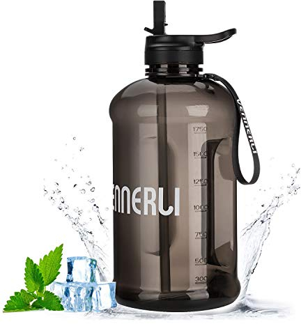 VENNERLI Water Bottle with Straw 2.2L Water Jug Tough Leak Proof BPA Free Reusable Durable Half Gallon Gym Bottle Portable for Outdoor Sports Fitness School