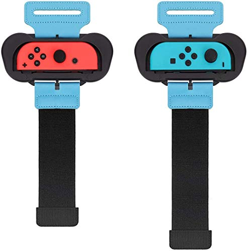 AiMok [2 Pezzi] Cinturini da Polso Compatibile con Nintendo Switch Just Dance 2021 2020 2019, Cinturino Elastico Regolabile per Controller Joy Con, Due Taglie per Adulto e Bambino