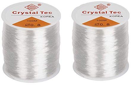 2 Stück Perlenfaden für die Schmuckherstellung, Elastic Bracelet String Cord Clear Stretchy, Elastic Beading Threads Schmuckherstellung String, Für Samenperlen, Edelsteinperlen, Glasperlen