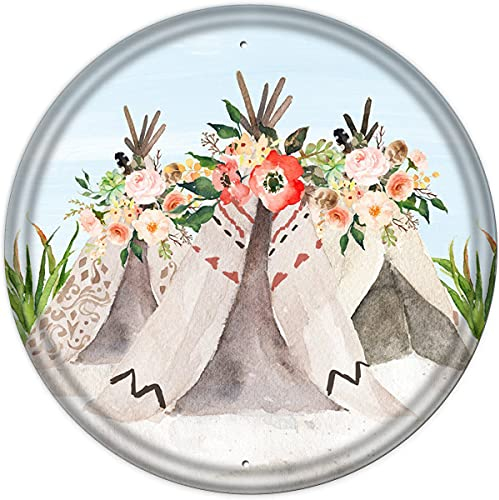 Southwestern bedruckbare runde Teller im Nostalgie-Stil, Kinderzimmer-Dekoration, Wandkunst, Tribal-Western-Heimdekoration, Jahrestag, Geburtstag, Einweihungsgeschenk, 30,5 x 30,5 cm