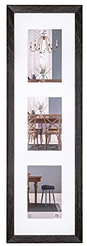 walther design Bilderrahmen dunkelgrau 3X 10x15 cm Galerie mit Passepartout, Fiorito Holzrahmen EF315VD