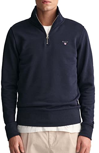 GANT Men's Original Half Zip Sweat, Evening Blue, M