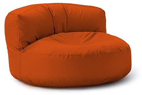 Lumaland Sitzsack Lounge | Sofa-Sitzsack 90 x 50 cm mit Rückenlehne | Indoor & Outdoor Beanbag | Wasserabweisend & Robust | Mit anpassungsfähiger EPS-Füllung | Waschbarer Bezug [Orange]